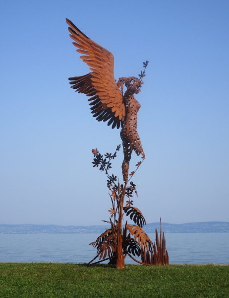 Syrinx garden sculpture rusty iron